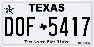 TX license plate DOF5417
