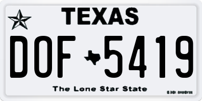 TX license plate DOF5419