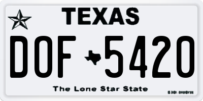 TX license plate DOF5420