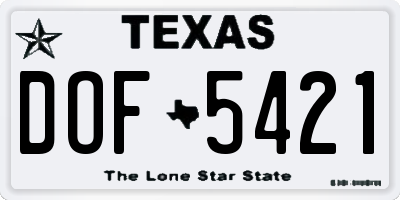 TX license plate DOF5421