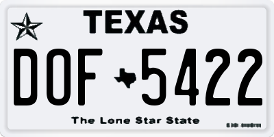 TX license plate DOF5422