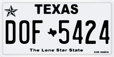 TX license plate DOF5424