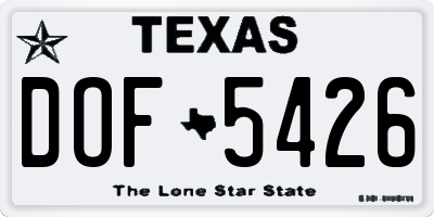 TX license plate DOF5426