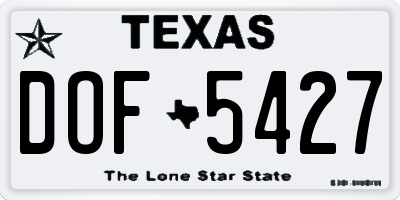 TX license plate DOF5427