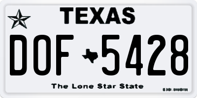 TX license plate DOF5428