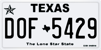 TX license plate DOF5429