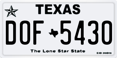 TX license plate DOF5430