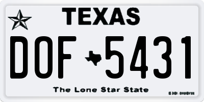 TX license plate DOF5431