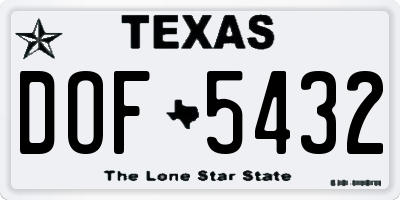 TX license plate DOF5432