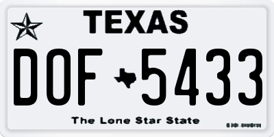 TX license plate DOF5433