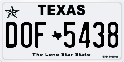 TX license plate DOF5438