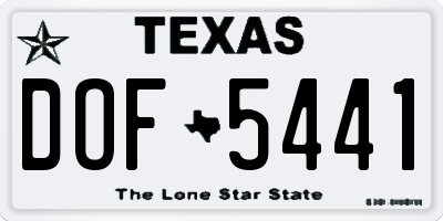 TX license plate DOF5441