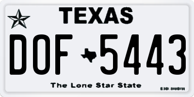 TX license plate DOF5443