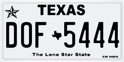 TX license plate DOF5444