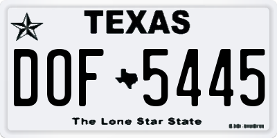 TX license plate DOF5445