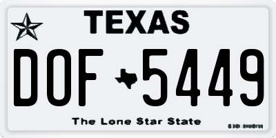 TX license plate DOF5449
