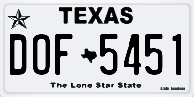 TX license plate DOF5451