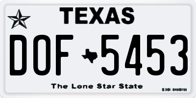 TX license plate DOF5453