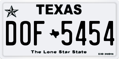TX license plate DOF5454