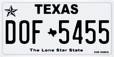 TX license plate DOF5455