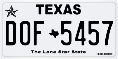 TX license plate DOF5457