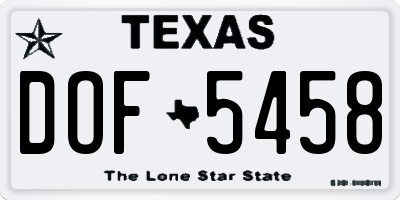 TX license plate DOF5458