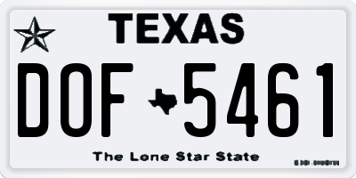 TX license plate DOF5461