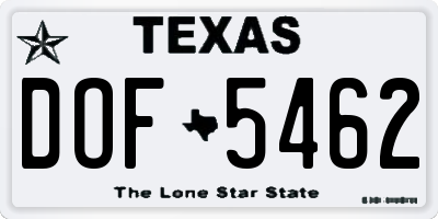 TX license plate DOF5462
