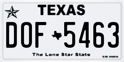 TX license plate DOF5463