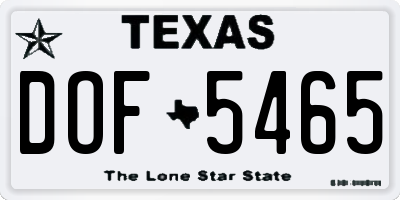 TX license plate DOF5465