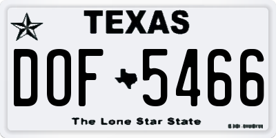 TX license plate DOF5466