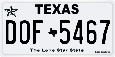 TX license plate DOF5467
