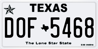 TX license plate DOF5468