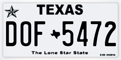 TX license plate DOF5472