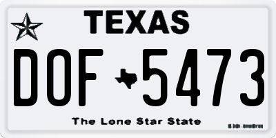 TX license plate DOF5473