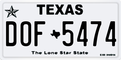 TX license plate DOF5474