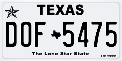 TX license plate DOF5475