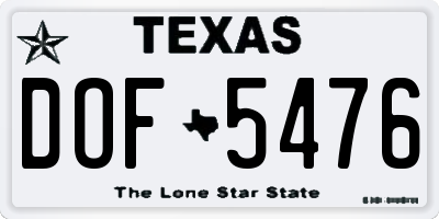 TX license plate DOF5476