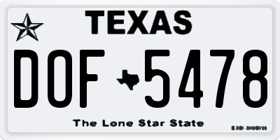 TX license plate DOF5478
