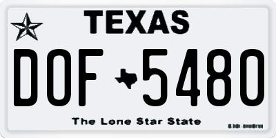 TX license plate DOF5480