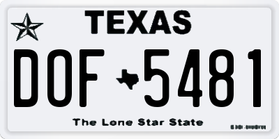 TX license plate DOF5481