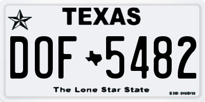 TX license plate DOF5482