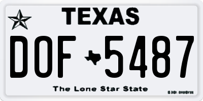 TX license plate DOF5487