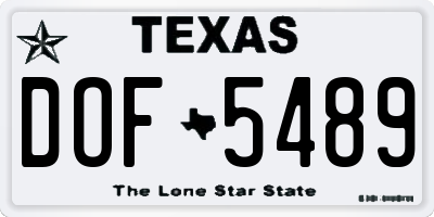 TX license plate DOF5489