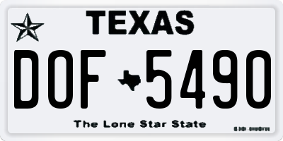 TX license plate DOF5490