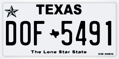 TX license plate DOF5491