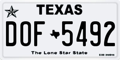 TX license plate DOF5492