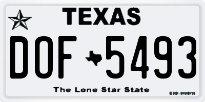 TX license plate DOF5493
