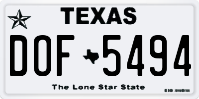 TX license plate DOF5494