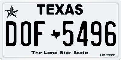 TX license plate DOF5496